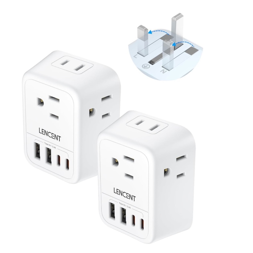 2 Pack Travel Plug Adapter G